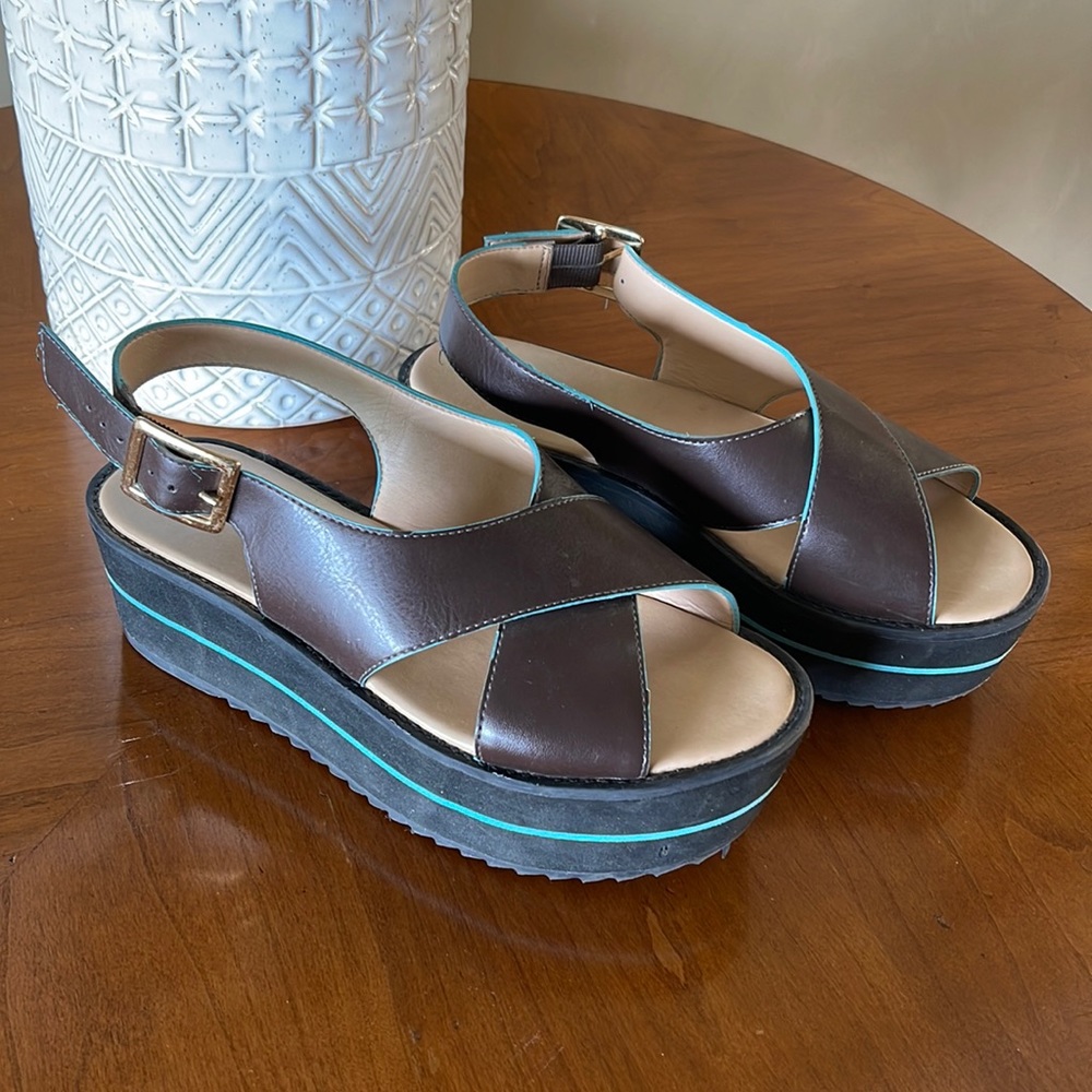 A. Brand leather sandals